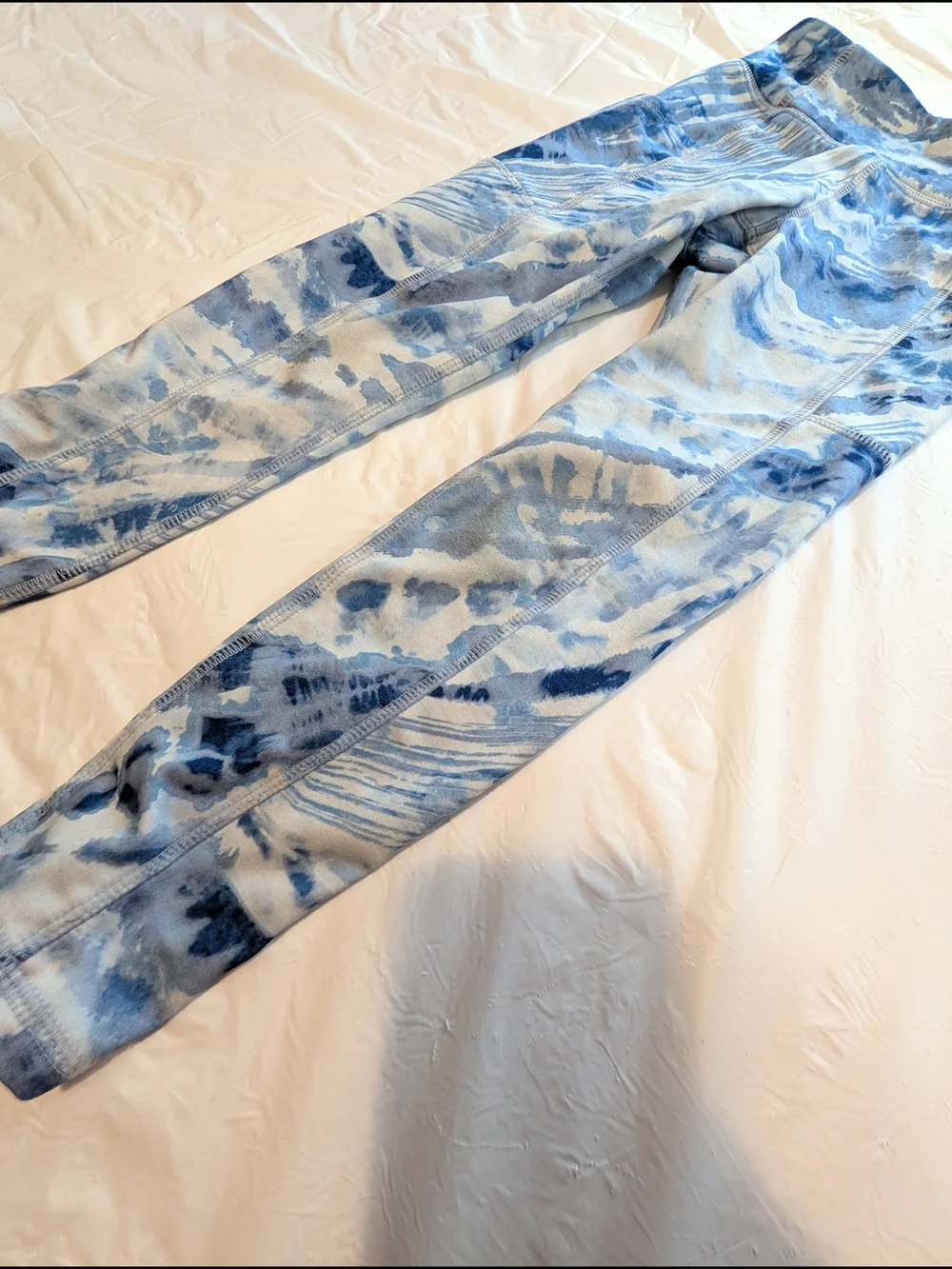 GAP Fit Girl's Size Small 6 / 7 Lagoon Blue & White TIe Dye Leggings READ STAIN